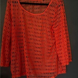 Elegant Orange Crochet Women's Cropped Top EXTRA LARGE